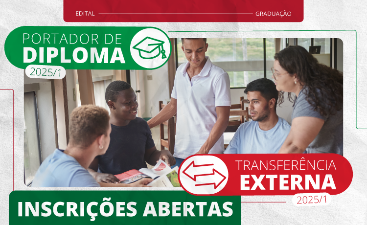 Inscrições abertas para transferências externas e para portadores de diploma Inscrições abertas para transferências externas e para portadores de diploma