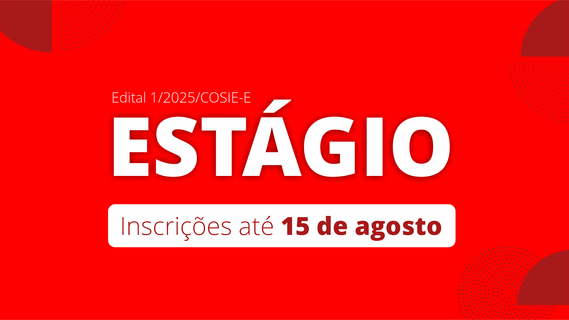 Inscrições na seleção de estágio no Câmpus Goiânia seguem até dia 15 de agosto pela página de Editais de Estágio. Inscrições na seleção de estágio no Câmpus Goiânia seguem até dia 15 de agosto pela página de Editais de Estágio.